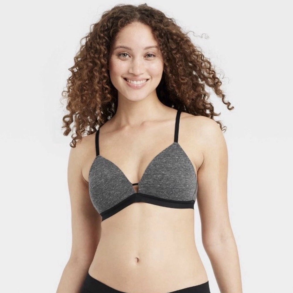 Auden 34D Dark Gray Bra Lightly Lined Wireless Comfy Wire Free Smooth